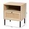 Baxton Studio Caterina MidCentury Transitional Natural Brown Finished Wood and Natural Rattan 1Door Nightstand 220-12861-ZORO - alternate 8